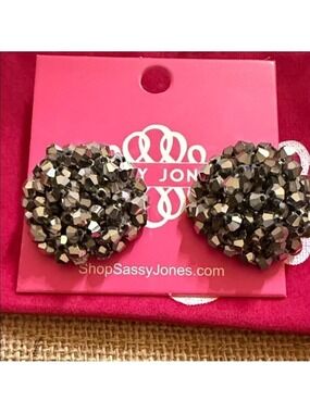 Sassy Jones Silver Malia Glass Stud Earrings